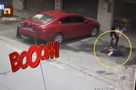 ¡Sorprendente! Perro cae sobre una mujer y la deja inconsciente (VIDEO)