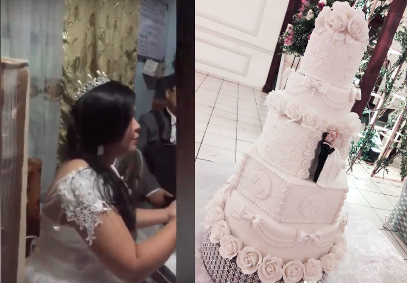 estafan a una pareja en tailandia el dia de su boda con pastel de unicel video YouTube @Viral Press