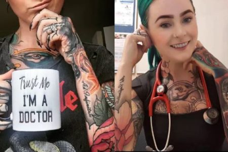 Doctora llena de tatuajes se vuelve viral en redes sociales